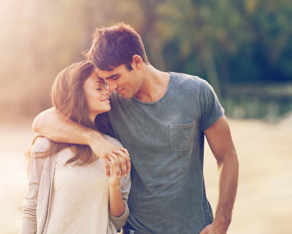 Loving couple walking together